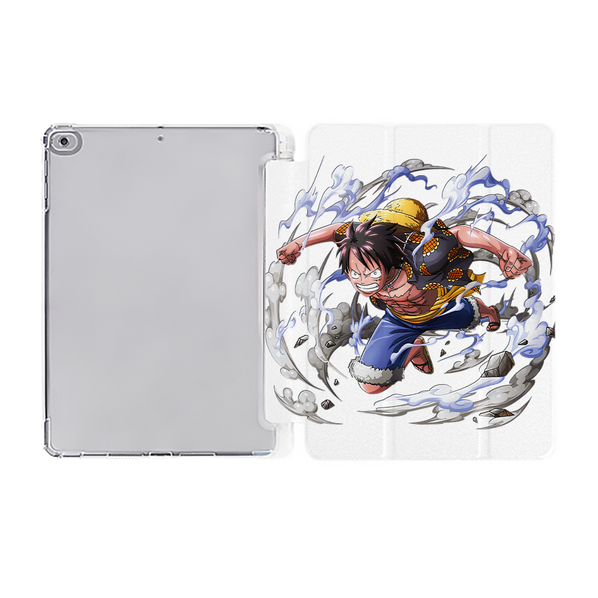 （画像用） ワンピース モンキー・D・ルフィ ONE PIECE Monkey D. Luffy IPad ケース ペン収納付き 三つ折りスタンド PUレザー×シリコン 対応機種9.5/10.5/10.9インチ